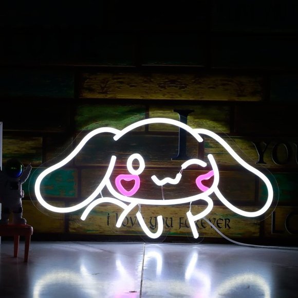 Neon Cinnamoroll Bunny Kawaii Cartoon Cute Chibi Teen Kids Girl Room Wall Decor - Picture 3 of 6